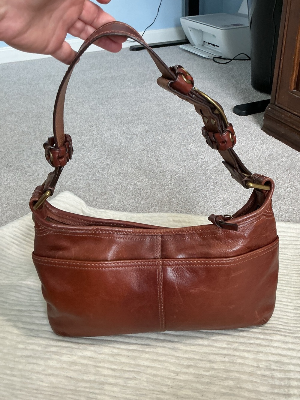 Coach Leather Shoulder Bag in Chestnut Brown